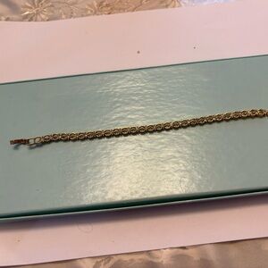 Gold-Tone Link Bracelet with Floral Accents